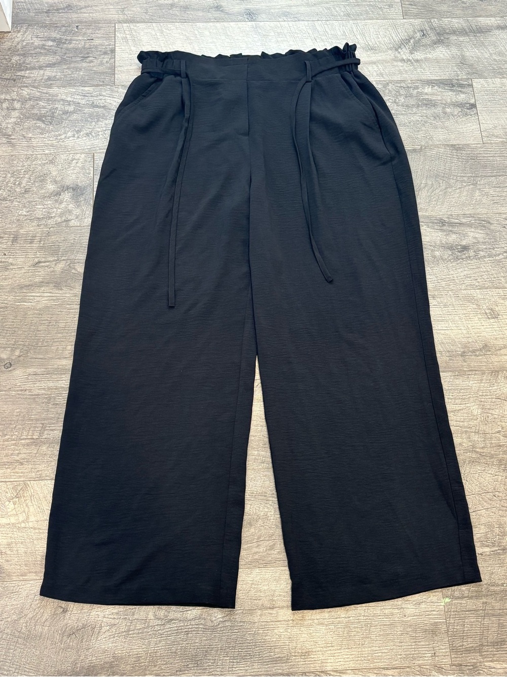 SOHO Apparel Women's Black Wide-Leg Pants Solid Drawstring Elastic Waist XL